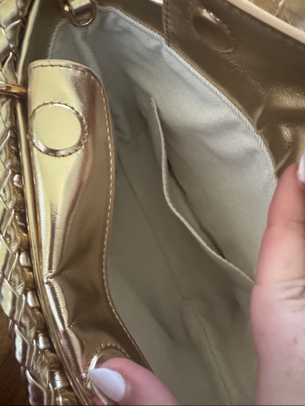Themoire NEW Woven Metallic Gold Mini Tote Bag - Picture 3 of 5